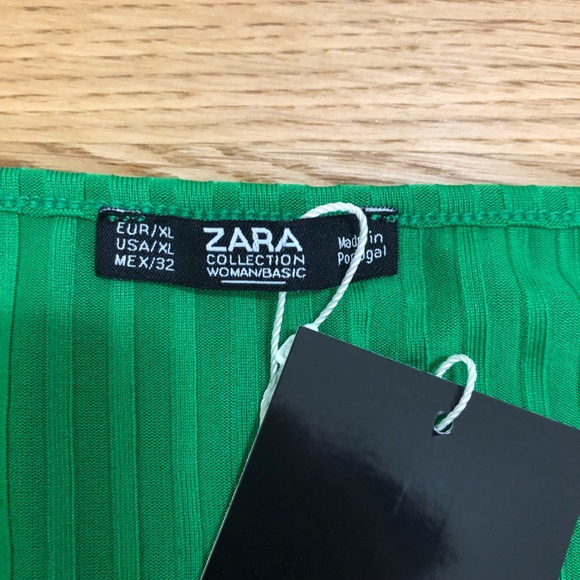 Zara Ribbed Green Cropped Top - Picture 7 of 11